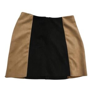Abbelline Women’s‎ Colorblock Mini Skirt Tan & Black Size 4 Faux Suede